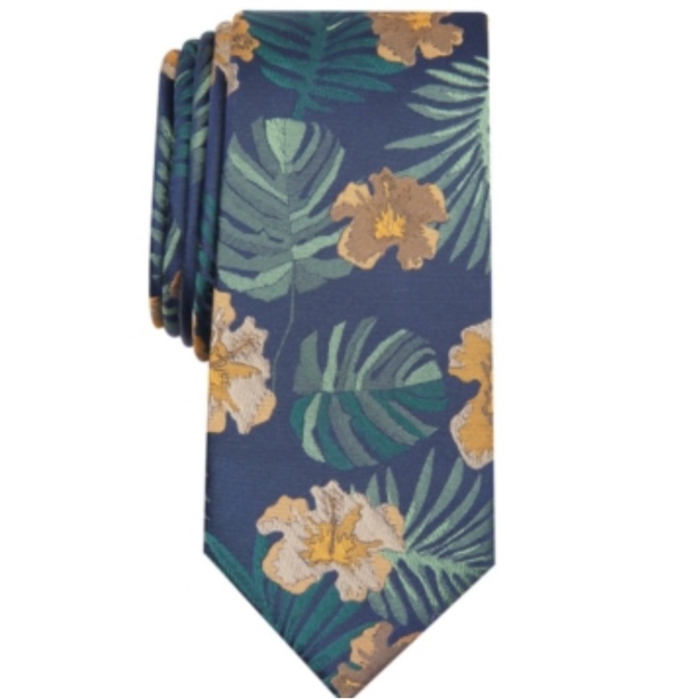 Bar III Floral Patterned Blue Tie